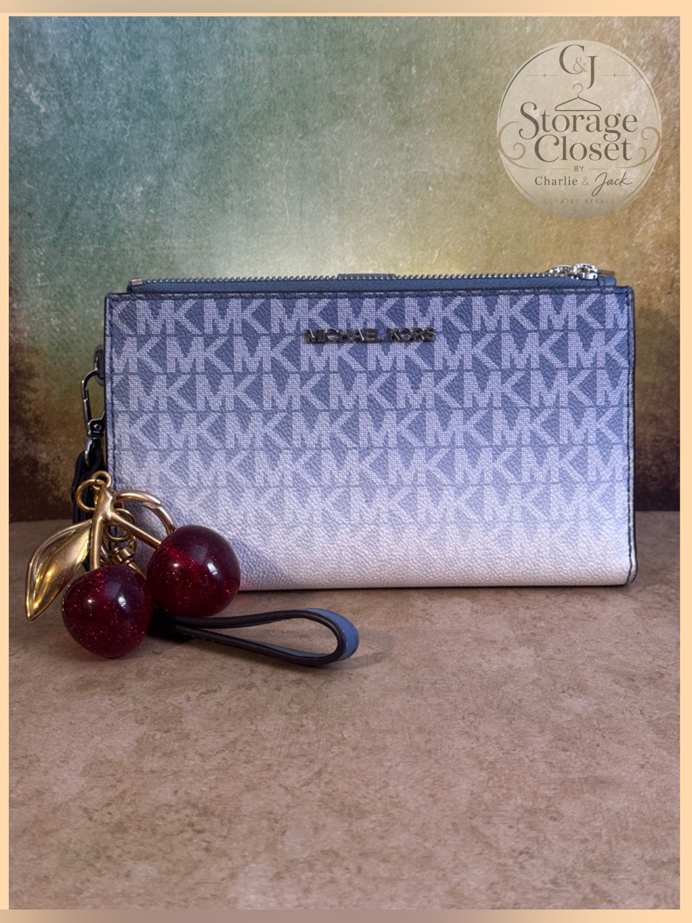 Michael Kors Blue to White Ombre Signature Wristlet
